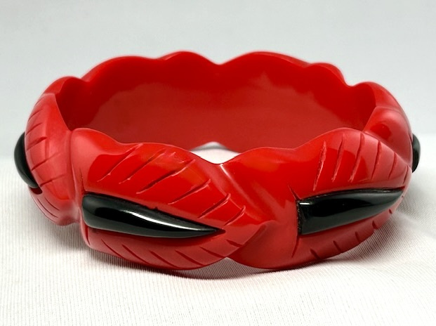 WT8 red with black anthurium resin bangle